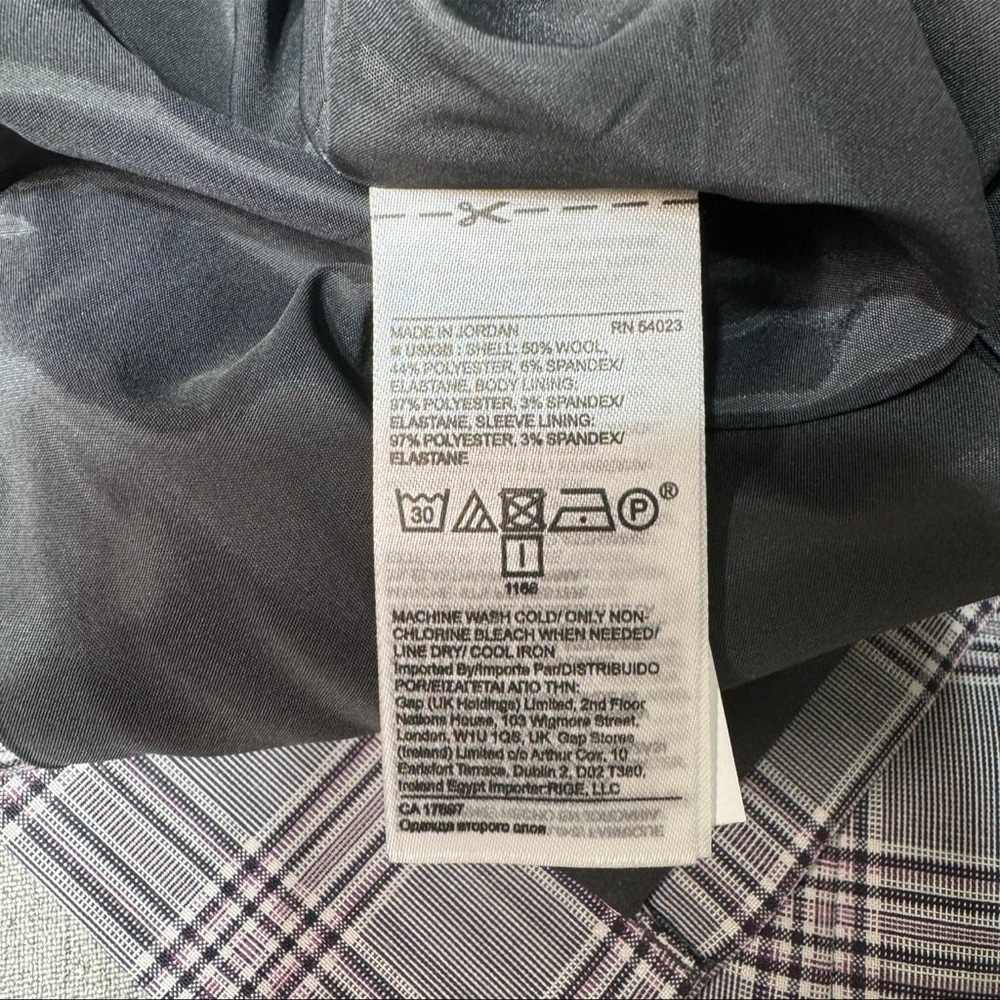 Banana Republic Long & Lean Grey & Lilac Glen Plaid Wool Blazer Jacket Size 6 - Picture 11 of 11
